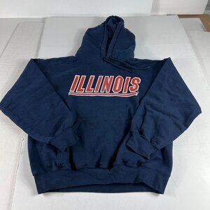 Y2K Illinois Fighting Illini Sweatshirt Adult Medium Blue Faded Pullover Hoodie